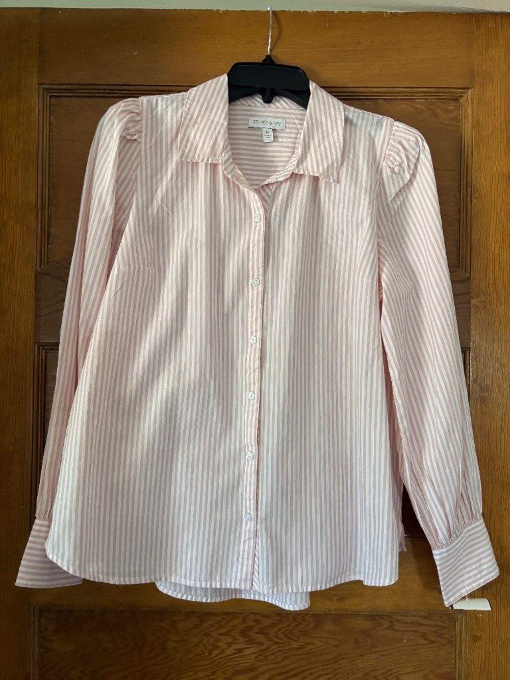WOMENS PINK AND WHITE STRIPE OXFORD